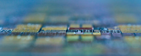 Silicon wafer photographed with a close-up lens