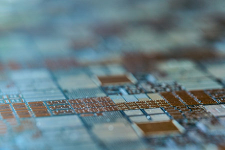 Silicon wafer photographed with a close-up lens