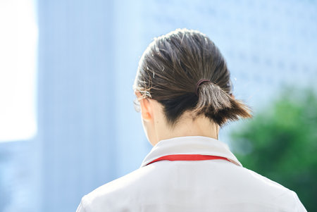Portrait of a young nurse outdoorsの写真素材