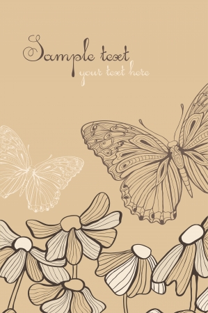 The flowers and butterflyのイラスト素材