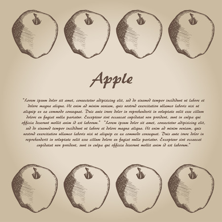 vector hand drown apple, cardのイラスト素材