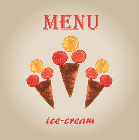 menu with watercolor ice creamのイラスト素材