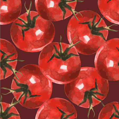 tomato pattern. Hand drawn watercolor painting. Vector illustrationのイラスト素材
