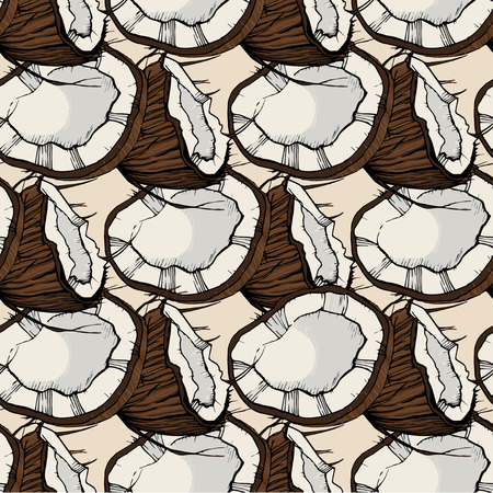Coconut sketch  vector pattern, had drawnのイラスト素材