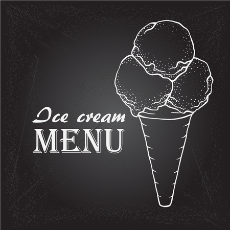 Ice cream waffle cone hand drawn sketchのイラスト素材