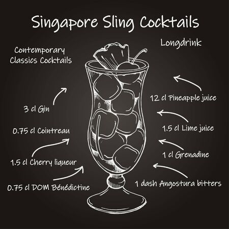 The Singapore Sling cocktail 1のイラスト素材