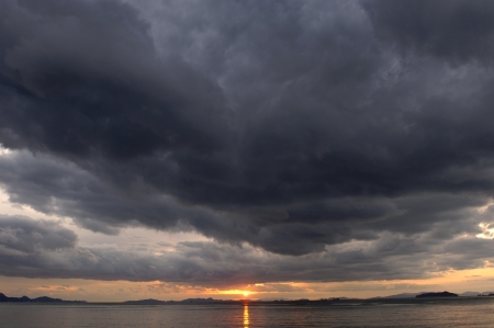 The setting sunの写真素材