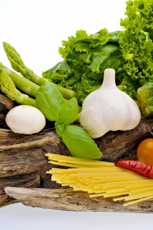 Assortment of the vegetables and pastaの写真素材