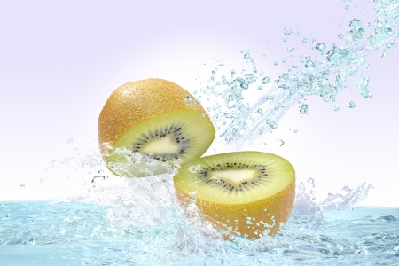 Kiwi fruit and waterの写真素材