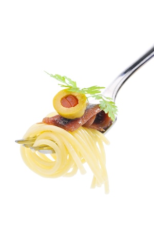 Close-up of pasta On white backgroundの写真素材