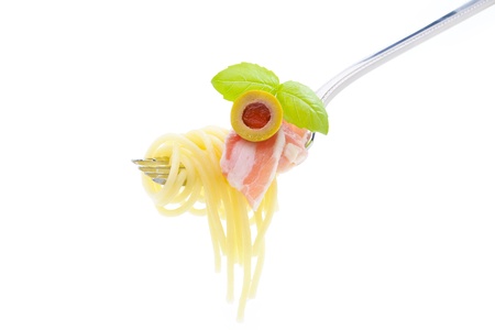 Close-up of pasta On white backgroundの写真素材