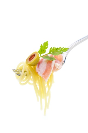 Close-up of pasta On white backgroundの写真素材
