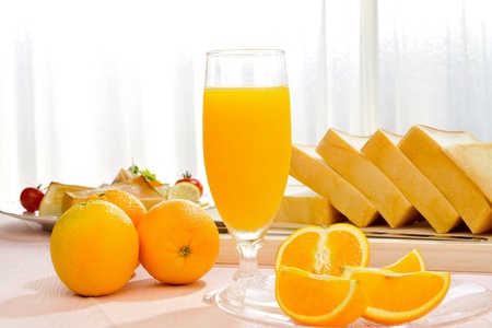 Orange juice in the morningの写真素材
