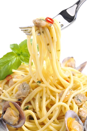 Spaghetti of fishery productsの写真素材