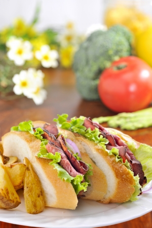 Sandwich of the roast beefの写真素材