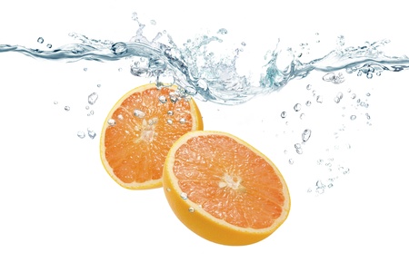 Grapefruit in waterの写真素材