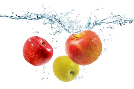 Apple in waterの写真素材