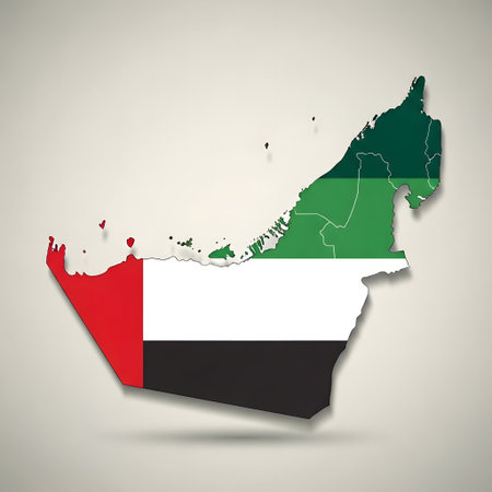 Map of United Arab Emirates with national flag. Vector Illustration.の写真素材