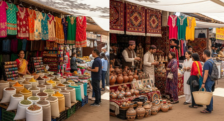 Unidentified people visit the Bazaar in Budapest.の写真素材