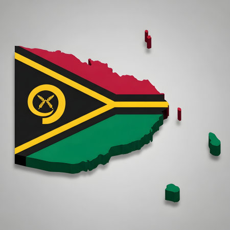 3d Map of Vanuatu with national flag. Vector illustration.の写真素材