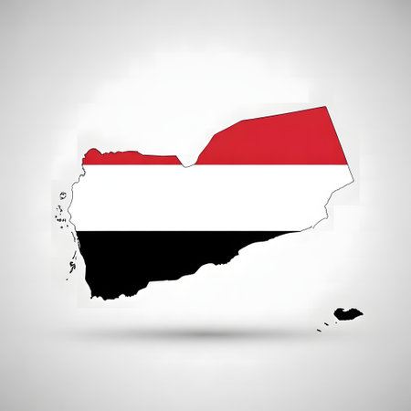 Map of Yemen with flag on gray background. Vector illustration. Eps 10.の写真素材