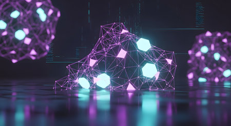 3d rendering of abstract polygonal wireframe object. Futuristic background.