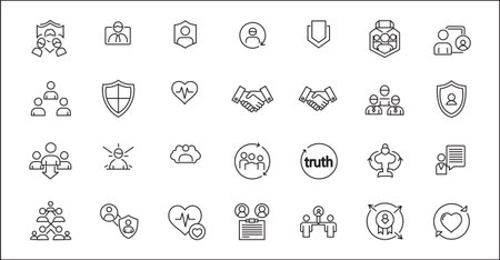 Line icons set, outline vector symbols collection, linear pictograms package isolated on white.のイラスト素材
