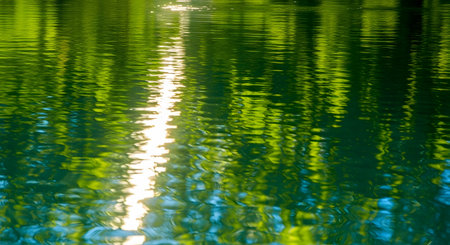 Reflection of sunlight on the water surface in the lake. Abstract backgroundの素材