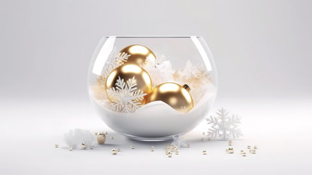Festive white and gold Christmas ornaments and baubles. Generative Aiの素材