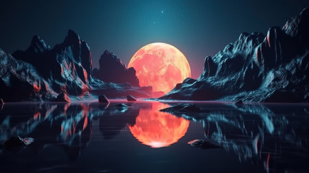 3d render, abstract futuristic background. Generative Aiの素材