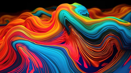 Colorful wallpaper with layered liquid marbling effect, Bright color. Generative Aiの素材