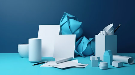 White paper or document mockup, Bright color. Generative Aiの素材