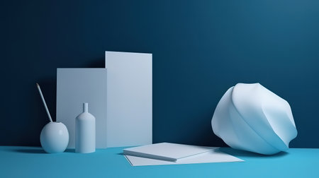 3d render, blue business background with blank page. Generative Aiの素材