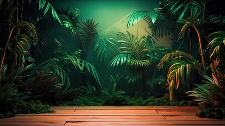 Jungle table background. Generative Aiの素材