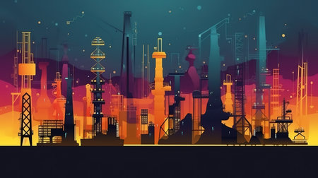 Oil gas industry business, Bright color, ultra realistic. Generative Aiの素材