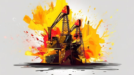 Oil pump low poly wireframe art. Generative Aiの素材