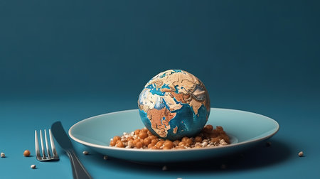 Power, economy, politics, globalism, hunger, poverty and world food concept. Generative Aiの素材