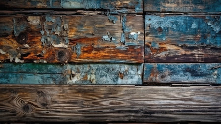 Wooden background. Old wooden wall of a rustic house with texture. Generative Aiの素材