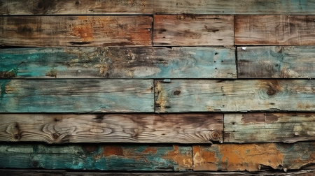 Wooden background. Old wooden wall of a rustic house with texture. Generative Aiの素材