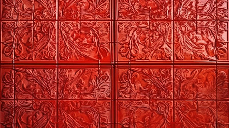 Red ceramic tile background. Generative Aiの素材