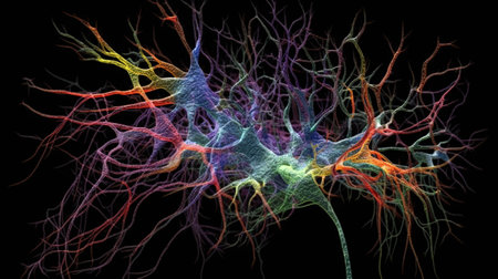Brain neuron, Bright color, ultra realistic. Generative Aiの素材