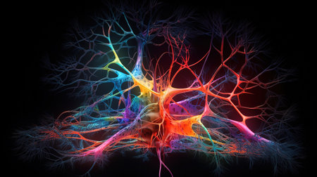 Brain neuron, Bright color, ultra realistic. Generative Aiの素材