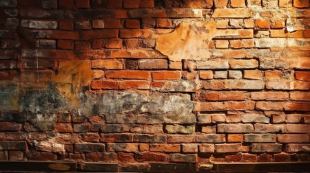 Old brick wall. Brickwork from an old brick in a rustic style. Generative Aiの素材