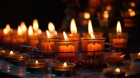 Candles in a Christian Orthodox church background. Generative Aiの素材