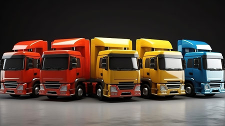 Trucks with cargo, Bright color. Generative Aiの素材