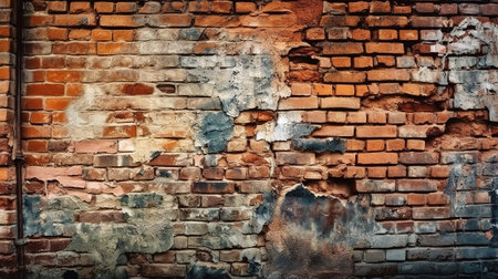 Old brick wall. Brickwork from an old brick in a rustic style. Generative Aiの素材