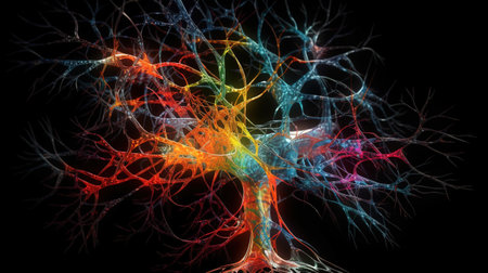 Brain neuron, Bright color, ultra realistic. Generative Aiの素材