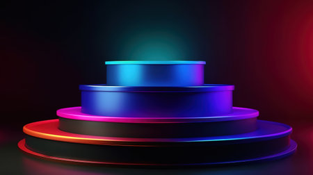 Colored podium background, Bright color. Generative Aiの素材