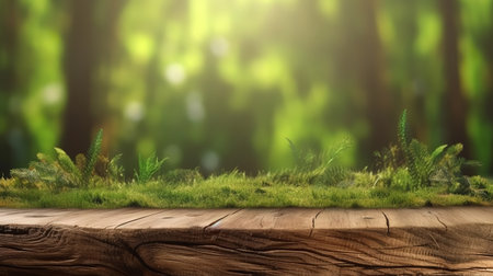Summer sunny meadow with green grass, forest trees background. Generative Aiの素材