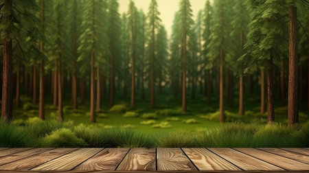 Forest wooden table background. Generative Aiの素材